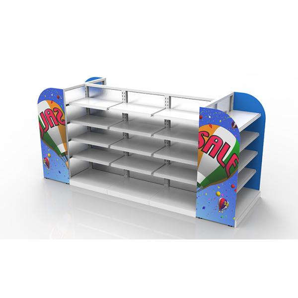 Single Side Supermarket Metal Shelves Cold Rolled Steel Material OEM Acceptable