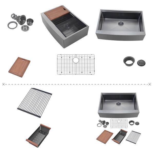 Handmade House Kitchen Sinks Apron Front stainless steel Double Bowl Kitchen Sinks