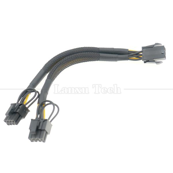 Sleeved 18AWG Pure Cooper Y Splitter 6 Pin to Dual 8 Pin 6+2 PCI Express Power Adapter Extension PCIe Cable for GPU