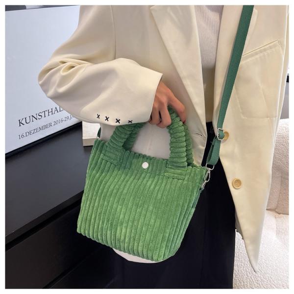Factory Price Corduroy Women's Bag New Handbags Niche Versatile Bucket Shoulder Bags Female Nylon Button Crossbody Bags