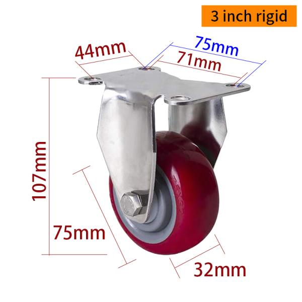 EDL 3Inch Stainless Steel Medium Duty Caster With Red Wheel Loading 150Kg S543P-85