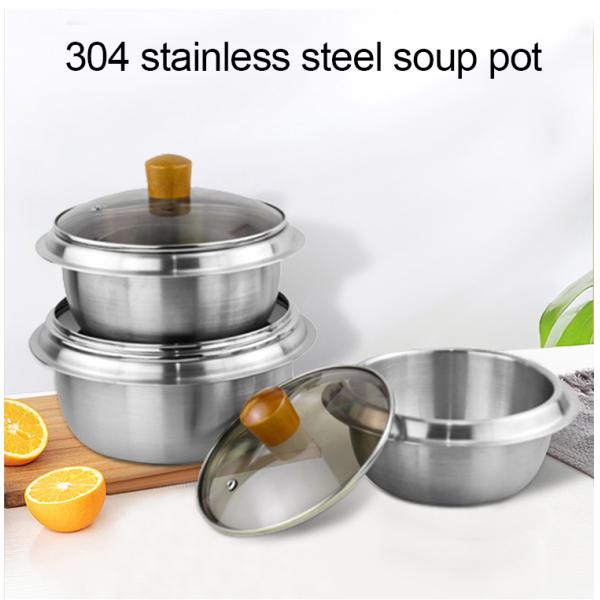 Multifunction Kitchen Cooking Food Pot 18/8 Stainless Steel Rice Pot Food Stock Pot With Glass Lid