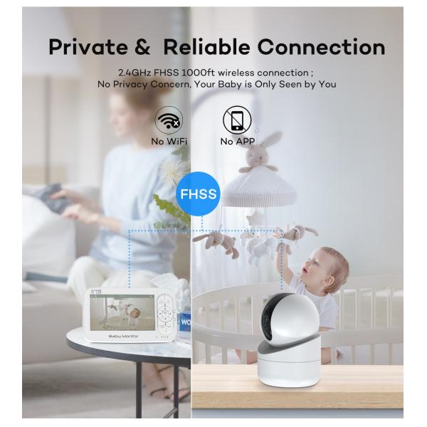 5 Inch Wireless Baby Monitor with PTZ Camera and 2-Way Audio