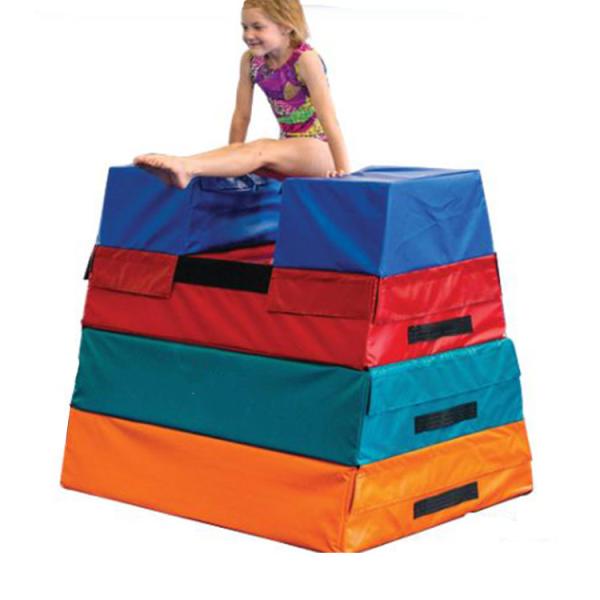 Colorful Vaulting Box Gymnastics , Parkour Vault Box High Density PVC Material