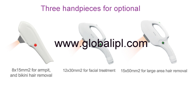 SHR Hair Removal Machine Three Spot Size IPL Handpieces For Option