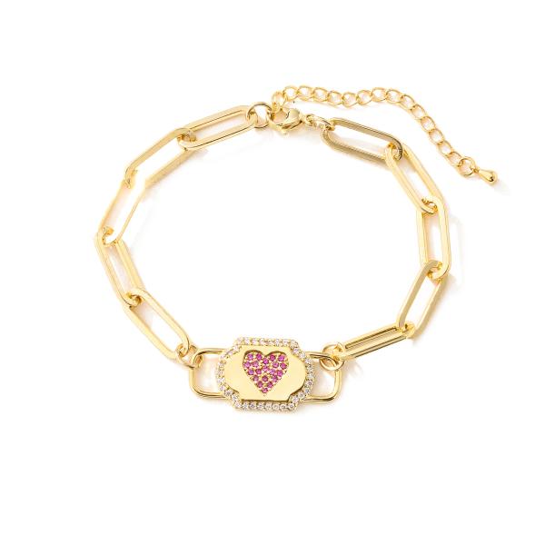 Simplicity Charm 24k Gold Jewelry OEM Link Paperclip Chain Bracelet