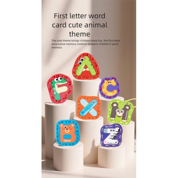 Double Sided Sewing Cards Imagination Development Lacing Toys Games for Children