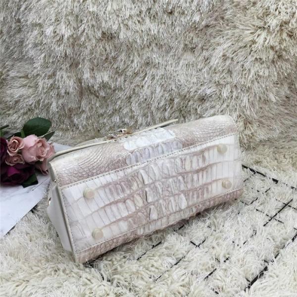 Authentic Crocodile Skin Lady White Purse Genuine Alligator Leather Women Single Shoulder Bag Female Three-way Handbag