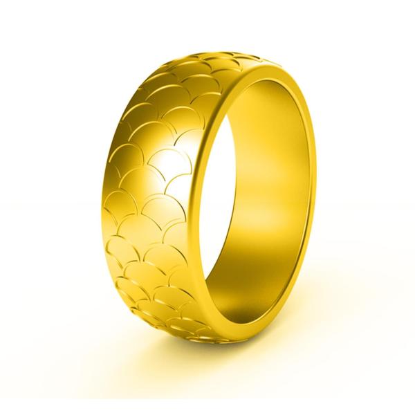 Men Silicone Wedding Ring Fish Scale Design Multi Colors 8.7mm Breathable
