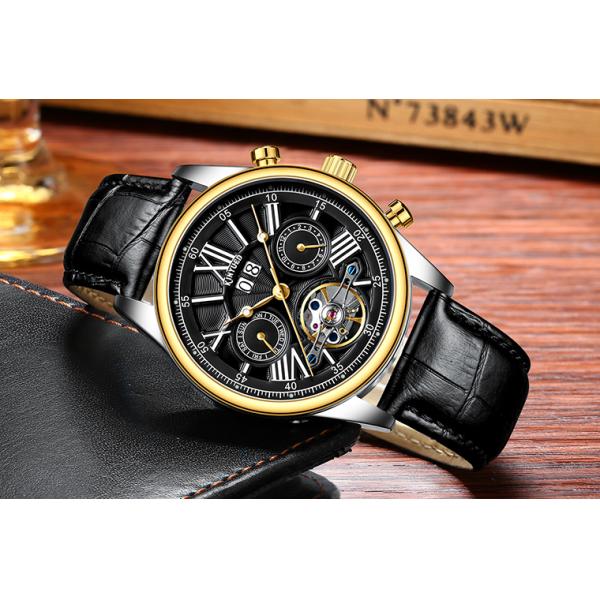 Business Modern Tourbillon Mechanical Watch 22mm Width Soft Band