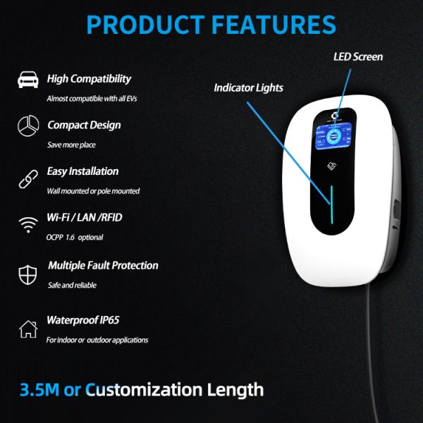 Electric Car Fast Home EV Charger 22KW 400V AC 32A Portable Wallbox