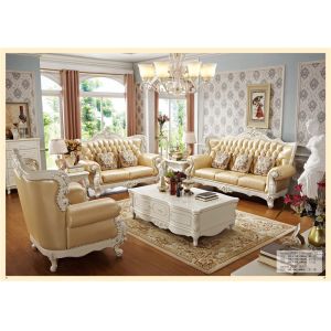 Cheap Living Room Furniture Leather Luxury Wooden Sofa Set wholesale