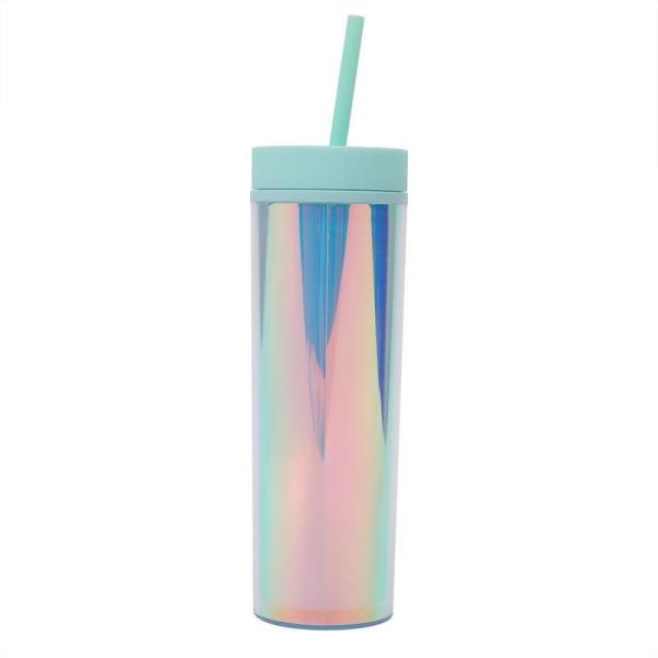 16oz 12 Colored Acrylic Tumblers With Lids And Straws Skinny Double Wall