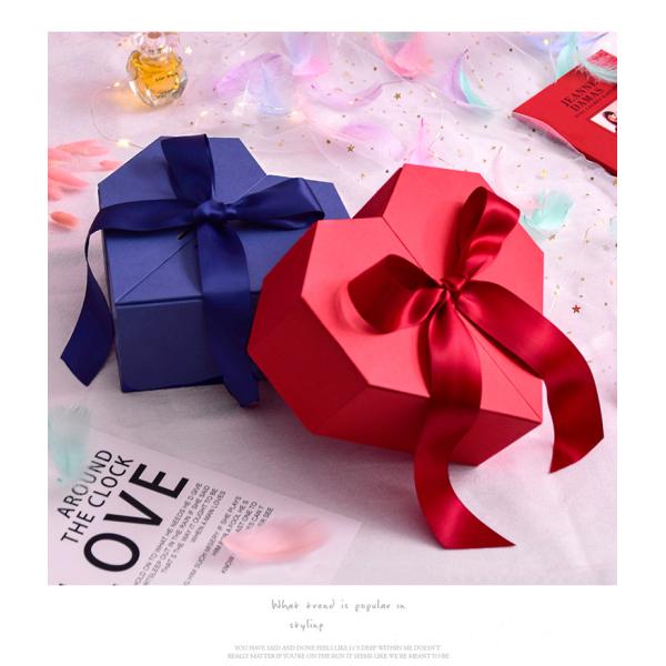 Custom cardboard packaging box wholesale valentines day gift heart shaped gift box with ribbon