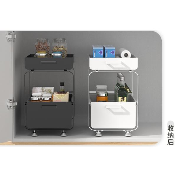 2 Tier 40.5cm Height Steel Kitchen Basket Rack Moisture Proof