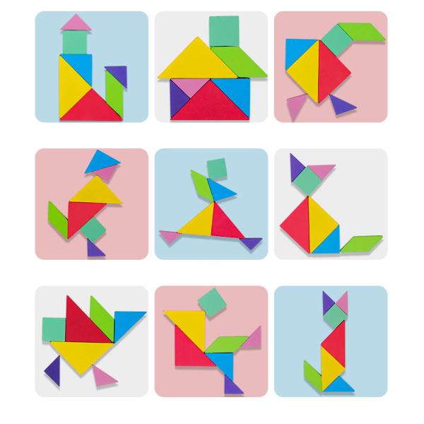 Jigsaw Puzzle Baby Developmental Toys Wooden Tangram Magnetic Puzzle Toys