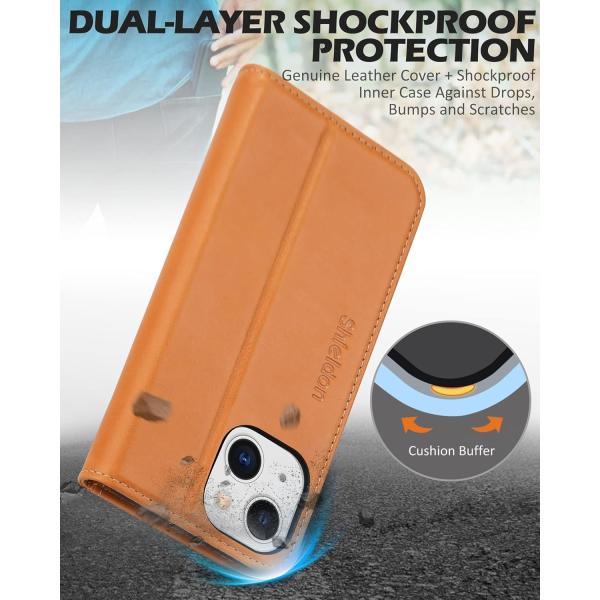 Leather wallet folding case Magnetic seal RFID blocking card slot holder Fully protected case compatible with iPhone 13