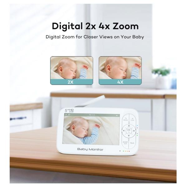5 Inch Smart Baby Monitor with 720P HD Camera and Two-Way Audio