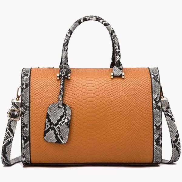 Womens Snake Print Versatile PU Shoulder Pillow Bag