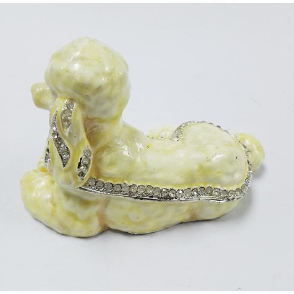 Fashion metal alloy dog trinket Jewelry Box pewter white cute dog trinket Jewelry Box