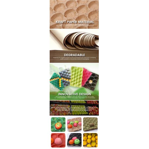 Wholesale 100% Biodegradable Kraft Paper Pulp Fruit Tray Liner Eco-Friendly Protection Packaging for Food Use