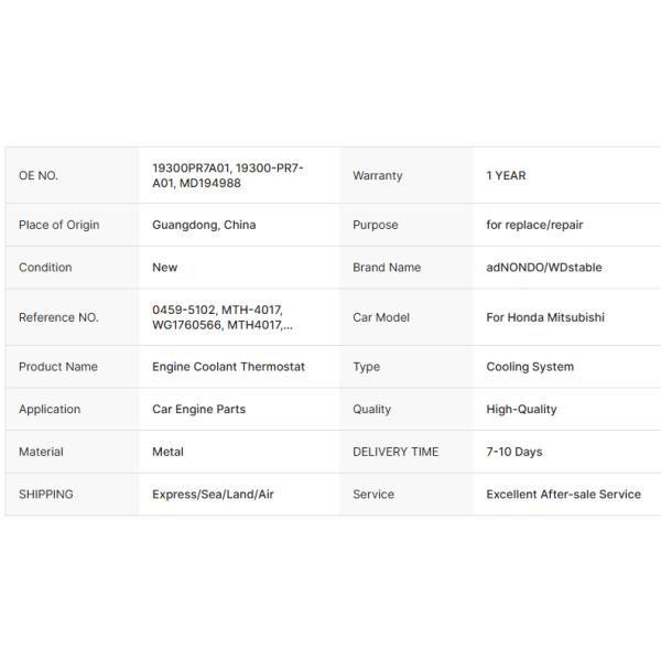 Thermostat for MITSUBISHI Engine Automotive Spare Parts MD997644