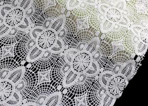 Cheap Floral Schiffli Water Soluble Lace Fabric With Poly Milk Fiber SGS Approval wholesale