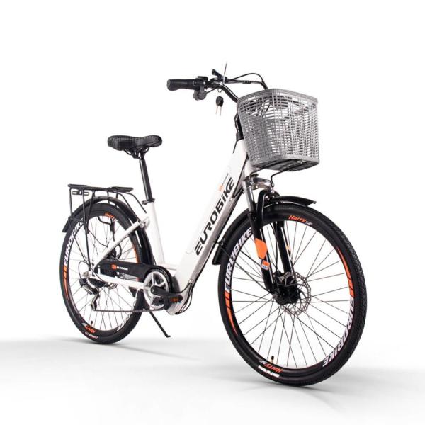 26 Inch Women Electric Bike With Basket Step Through E Bike 48v 350w 9.6Ah