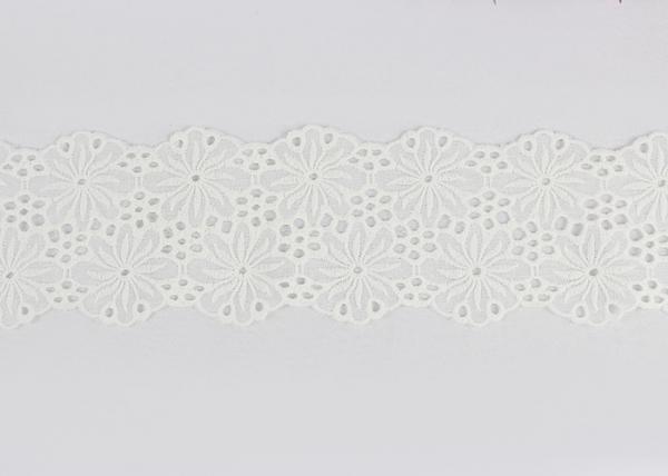 Quality Beige Stretch Cotton Embroidered Lace Trim For Sewing Decoration DIY Wedding Dress for sale
