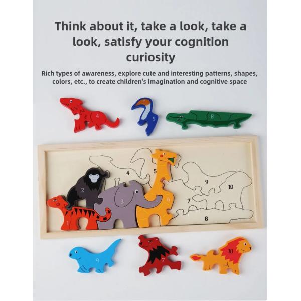 Children's Educational Toy Jigsaw Puzzle Wooden Cartoon Animal Traffic 3d Puzzle Toys for Toddler 1 2 3 Years Old