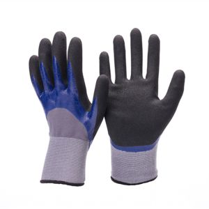 ZM 13 Gauge Flexible Fish Mitts Smooth Nitrile Fully Coated And Sandy Nitrile