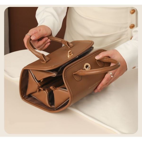 Foldable Niche Portable Retro Luxury Detachable Minimalist Makeup Organizer Bag Waterproof PU Leather Cosmetic Bag 2026New Style