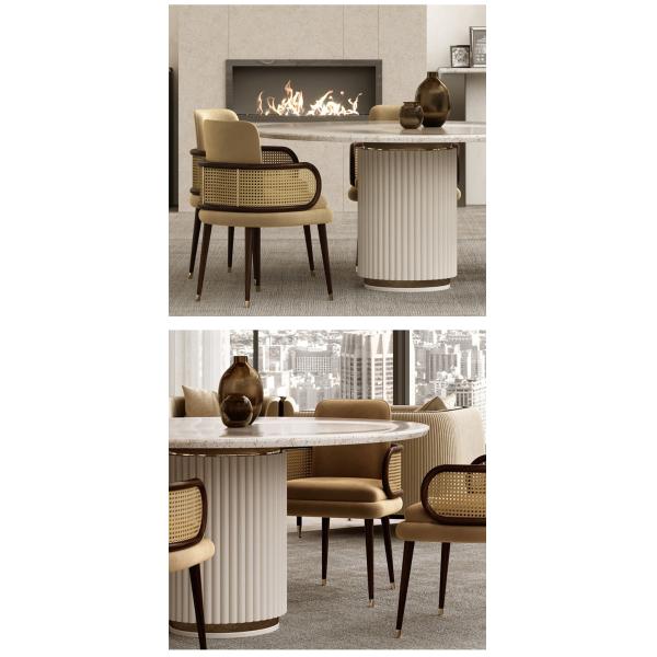 Mid Century Modern Rattan Wood Dining Chair Brown Color 42*56*75