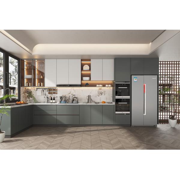 Luxury Modern Kitchen Cabinet Marble Countertop MDF Waterproof Villa Hinge