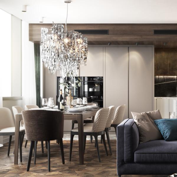 Luxury MFC MDF High End Kitchen Cabinet Maple For Villa