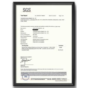 TANGSON DEVELOPMENT CO., LIMITED Certifications