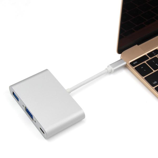 Silver 4K 3.0 USB C Hubs Multiport Adapter Female Converter