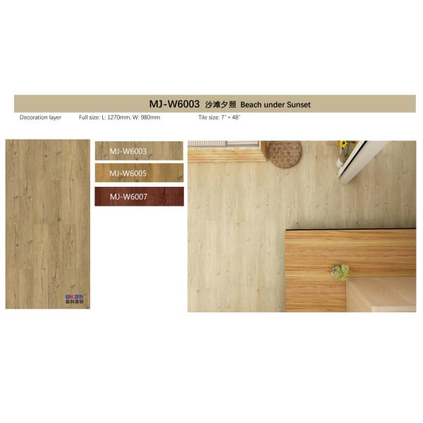 5mm Wood Grain SPC Flooring Unilin Click Beach Sunset Burlywood Eco Friendly GKBM MJ-W6003
