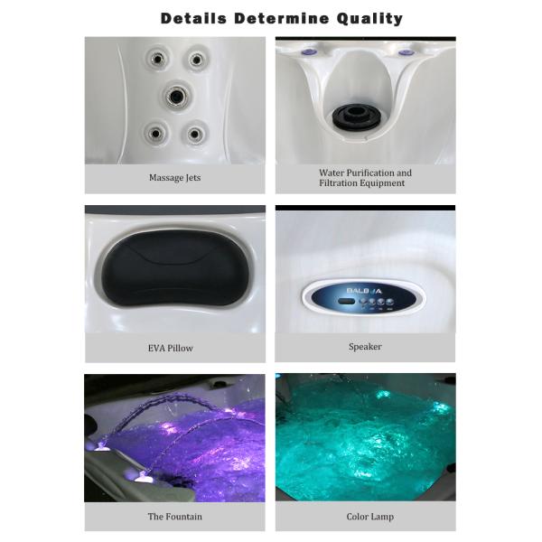 Garden Outdoor Whirlpool Spa Hot Tub 7 Seats Square Hydro Massage Bathtub