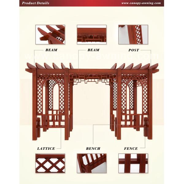 public outdoor garden park rest wood style aluminium aluminum metal grape trellis Pergola vine grids sunshade shelter