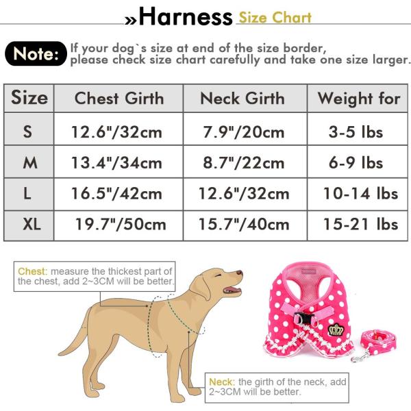 Puppy Cat Small Girl Dog Dots Vest Harness Leash Set Mesh Padded No Pull Lead
