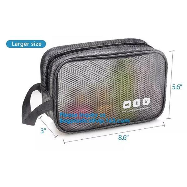 Fashion Black Shaving Kit Travel Wash Bag Organizer PVC Waterproof Portable Gym Hanging Toiletry Bag for men