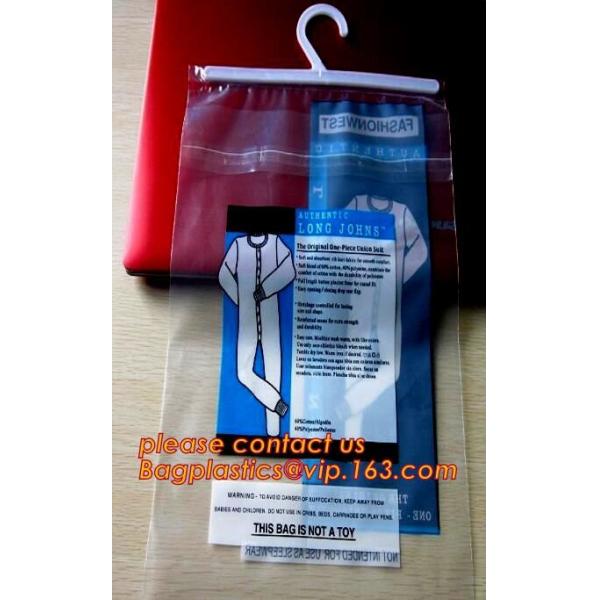clothes package garment bag with hook,inexpensive transparent PVC swimwear zipper bag with hung hook,hook plastic pvc sl