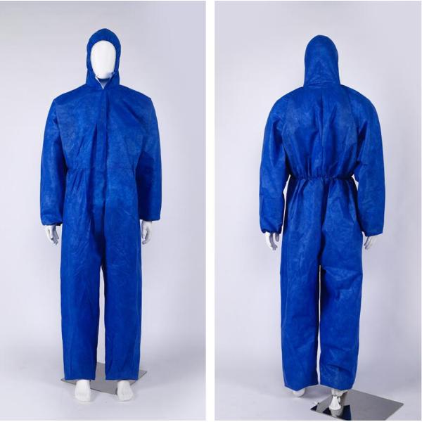 Disposable PP Coverall Single Layer Nonwoven Full Coverage Moderate Protection Low Cost Front Zipper with Hood