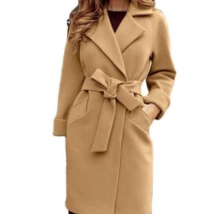 Cheap                  Fashion Wholesale Ladies Wool Plus Size Design Long Jackets Coats Casual Jacket Oversize Coats with Tie for Women Woolen Knitted              wholesale