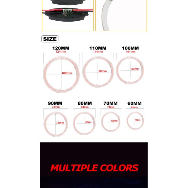 Motorcycle DRL LED Car Ambient Lights Fog Lamp COB 60mm 70mm 80mm 90mm 100mm 110mm