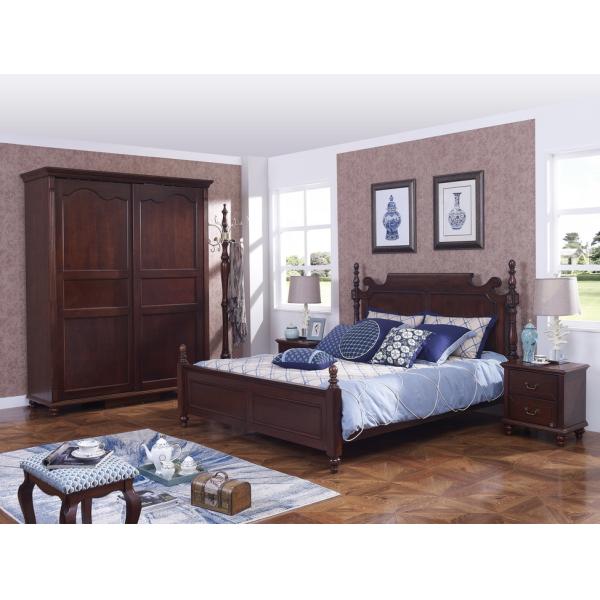 Rubber Wood made bedroom furniture Cheap malaysia imported Solid wood bed high quality PU leather Headboard Upholstured