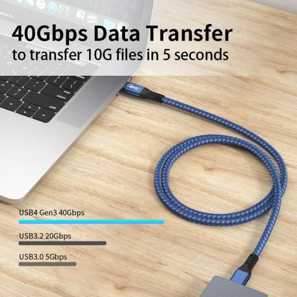 Braided 0.5m 0.8m 1m USB 4 Cable 40Gbps PD 100W Fast Charging
