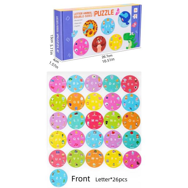 Children's Letters Animal Paper Double-sided Puzzle Early Education Puzzle Toys