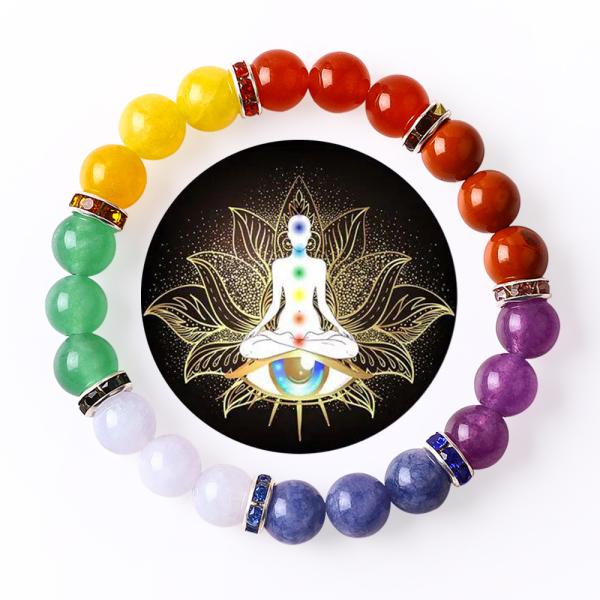 Women Natural Stone Chakra Gemstone Bracelet 22.05inch/56cm